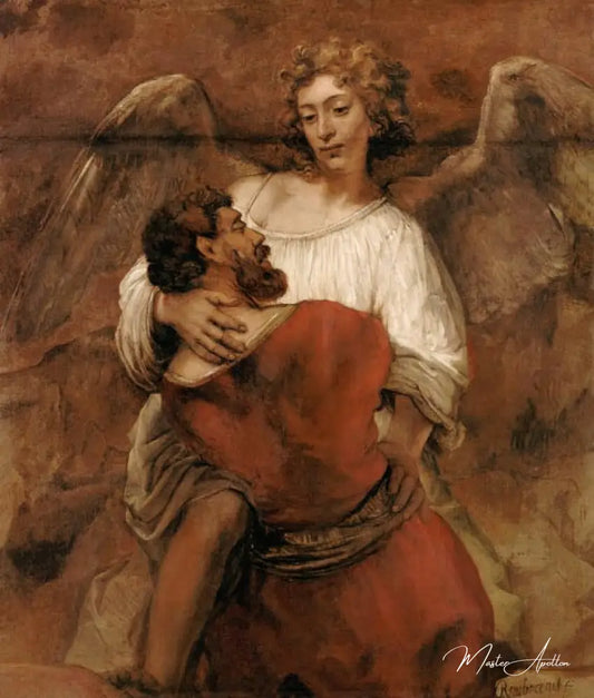 La lutte de Jacob avec l'ange - Rembrandt van Rijn - Reproductions de tableaux et peintures haut de gamme