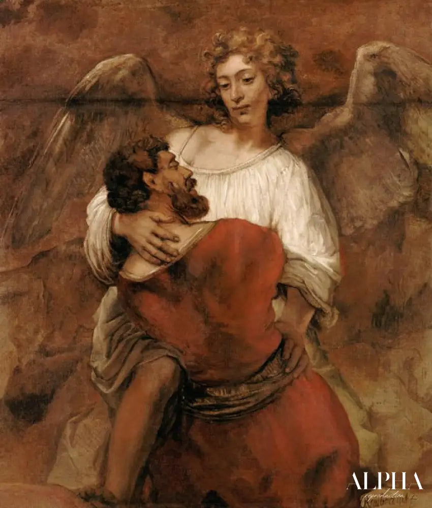 La lutte de Jacob avec l'ange - Rembrandt van Rijn - Reproductions de tableaux et peintures haut de gamme