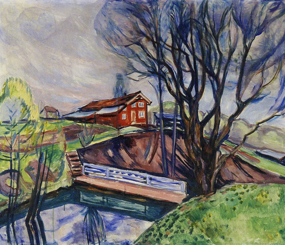 Reproduction du tableau « La Maison rouge - Edvard Munch » par Alpha Reproduction en peinture à l’huile