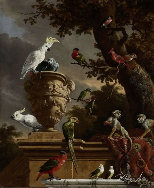 La Ménagerie - Melchior d'Hondecoeter - Reproductions de tableaux et peintures haut de gamme