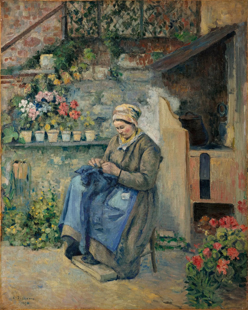 Мать Джолли, зашивающая - Камиль Писсарро