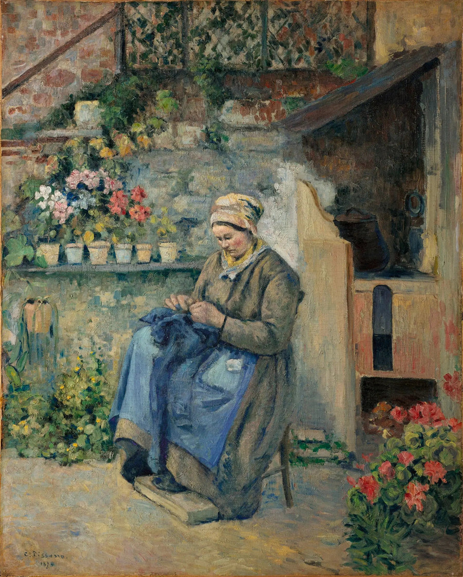 Мать Джолли, зашивающая - Камиль Писсарро