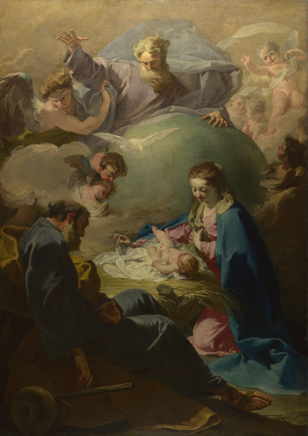 La Nativité avec Dieu le Père et le Saint-Esprit - Giovanni Battista Pittoni - Alpha Reproduction