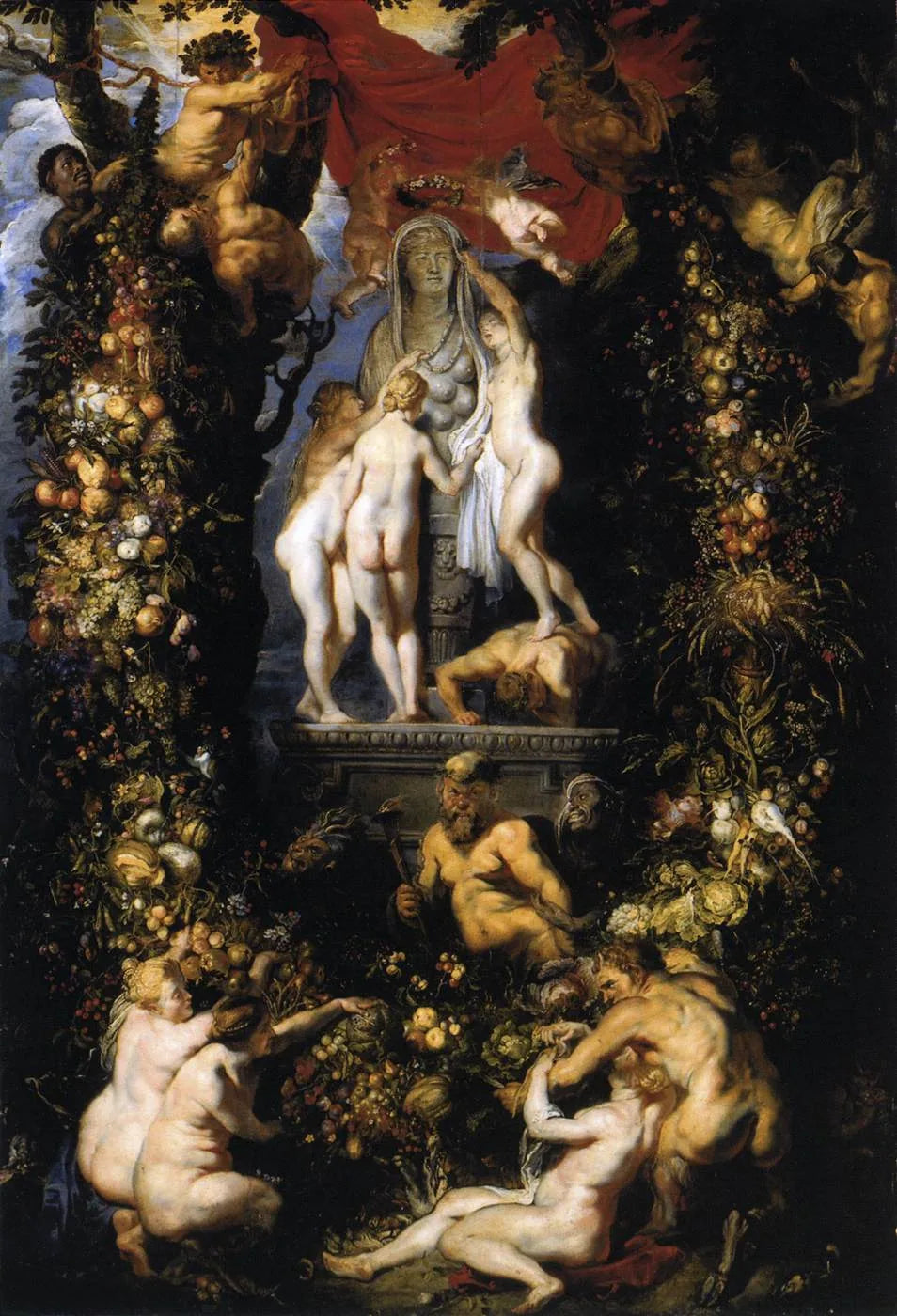 La nature ornant les trois grâces - Jan Brueghel l'Ancien image 1 copie peinte à la main à l’huile