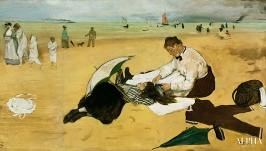 La petite fille devient sur la plage de mer - Edgar Degas - Reproductions de tableaux et peintures haut de gamme