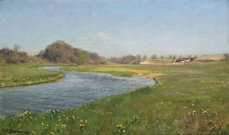 Река Suså возле Херлуфшольма. - H. A. Brendekilde