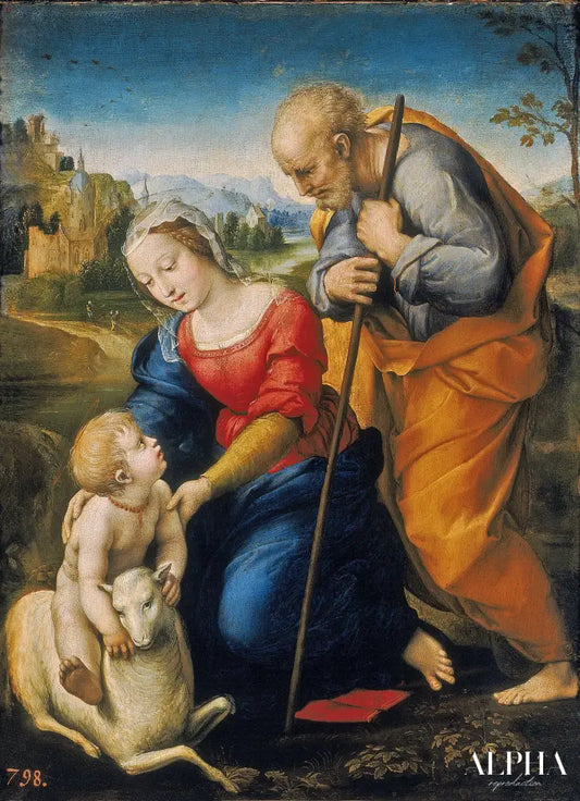 La Sainte Famille avec un agneau - Raphaël (peintre) - Reproductions de tableaux et peintures haut de gamme