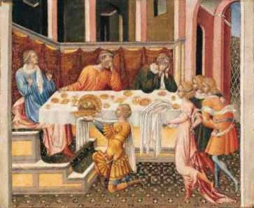 Голова Иоанна Крестителя была принесена Ироду. - Giovanni di Paolo