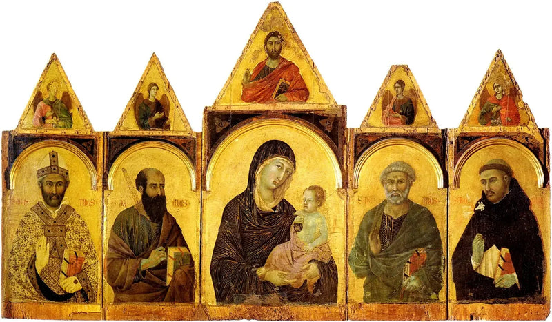 Дева Мария с Младенцем и святыми - Duccio di Buoninsegna