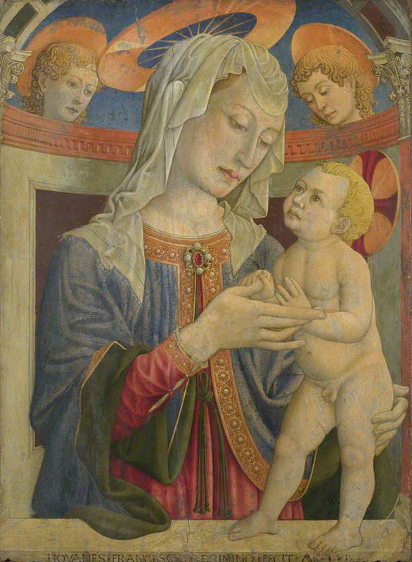 Дева Мария с Младенцем и двумя ангелами - Giovanni Francesco da Rimini