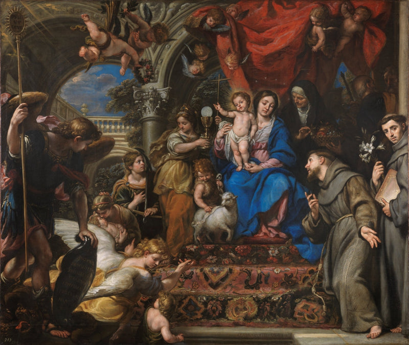 Дева и Младенец между теологическими добродетелями и святыми - Клаудио Коельо