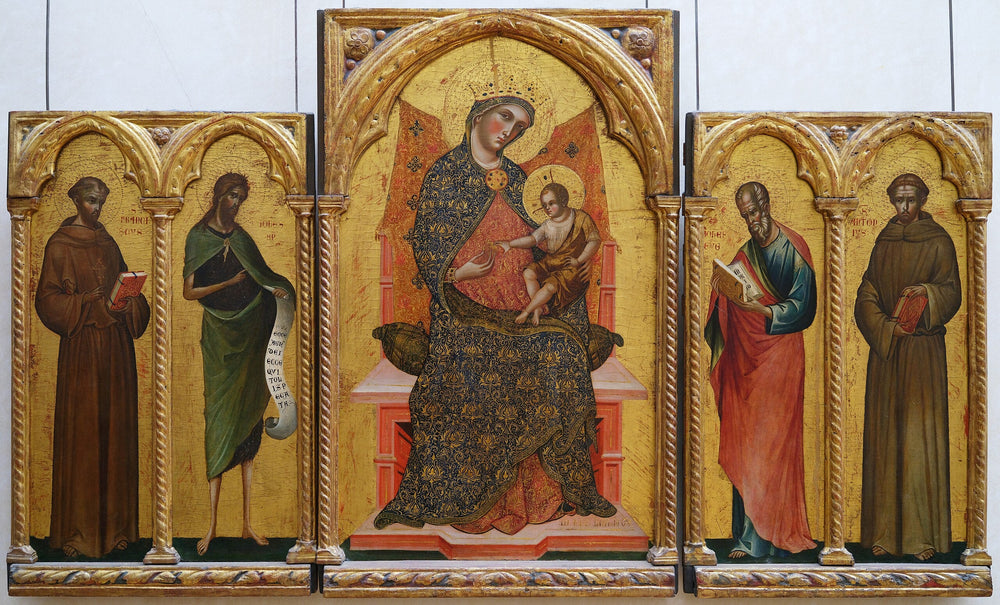 La Vierge et l’Enfant Saints François d’Assise Jean Baptiste Jean l’Evangéliste et Antoine de Padoue - Paolo Veneziano