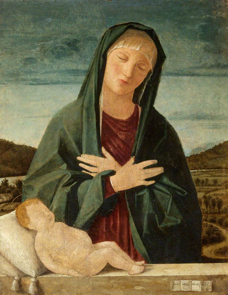 Дева Мария, почитающая спящего Младенца Иисуса - Cima da Conegliano