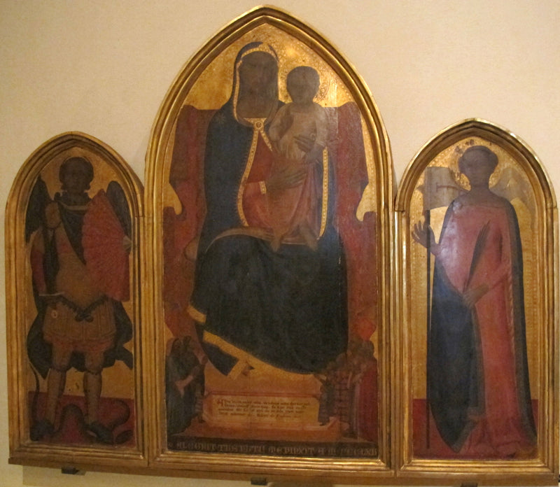 Дева Мария на троне, окруженная жертвователями и святыми. - Allegretto Nuzi