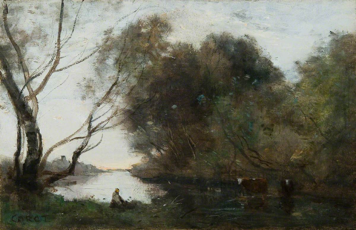 Lac: Coucher de soleil - Jean-Baptiste Camille Corot - Alpha Reproduction