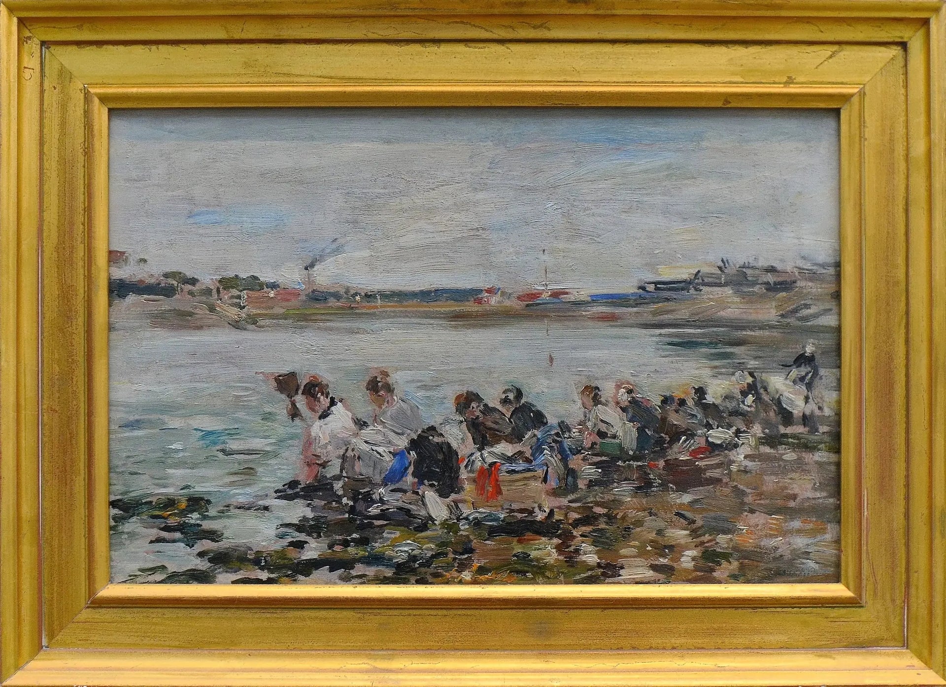 Lavandières sur la Touques - Eugène Boudin image 1 copie peinte à la main à l’huile