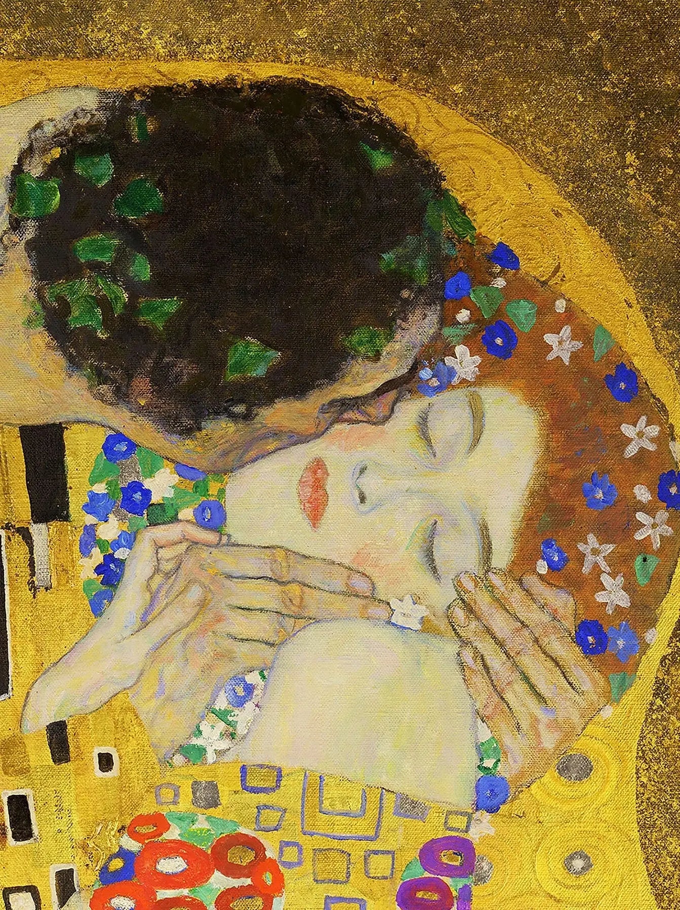 Reproduction du tableau « 💋 Le Baiser (Détail IV) – Gustav Klimt (1907-1908) » par Alpha Reproduction en peinture à l’huile