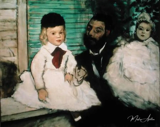 Le baron Lepic avec ses deux filles - Edgar Degas - Reproductions de tableaux et peintures haut de gamme