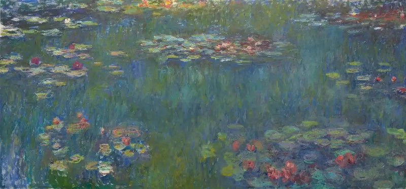 Водоём с кувшинками, зелёные отражения - Клод Моне