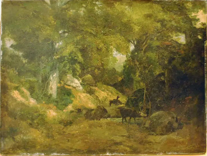 Олень в лесу - Гюстав Курбе