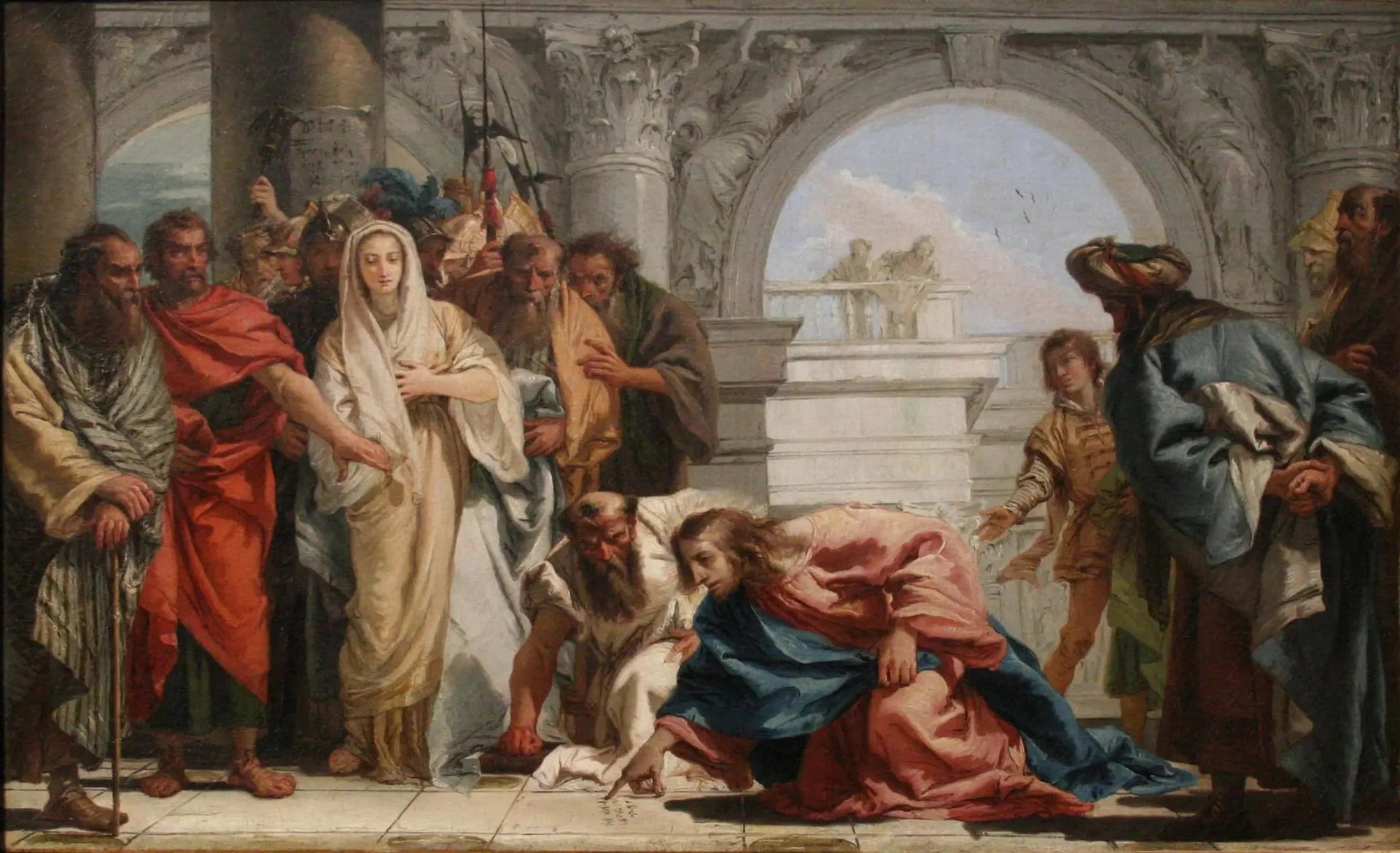 Le Christ et la femme adultère - Giovanni Battista Tiepolo image 1 reproduction de peinture à l’huile