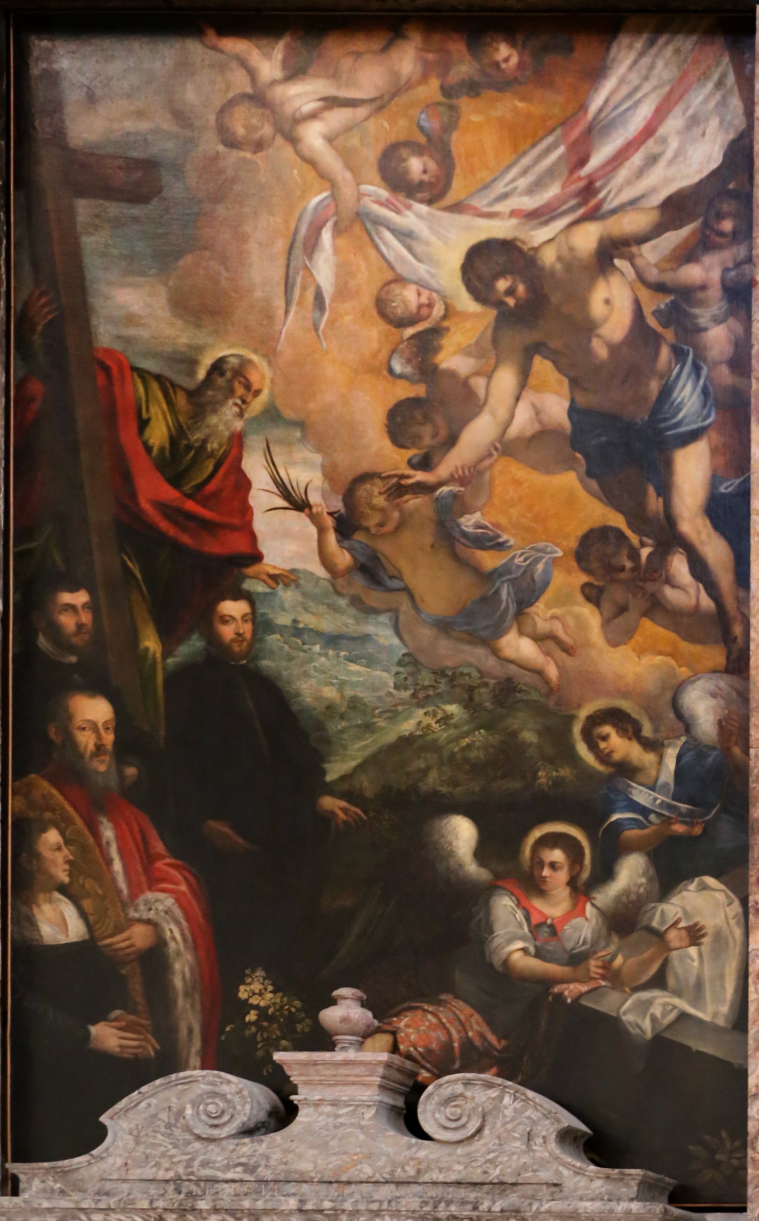 Le Christ ressuscité avec saint André et les donateurs - Jacopo Tintoretto image 1 reproduction de peinture à l’huile