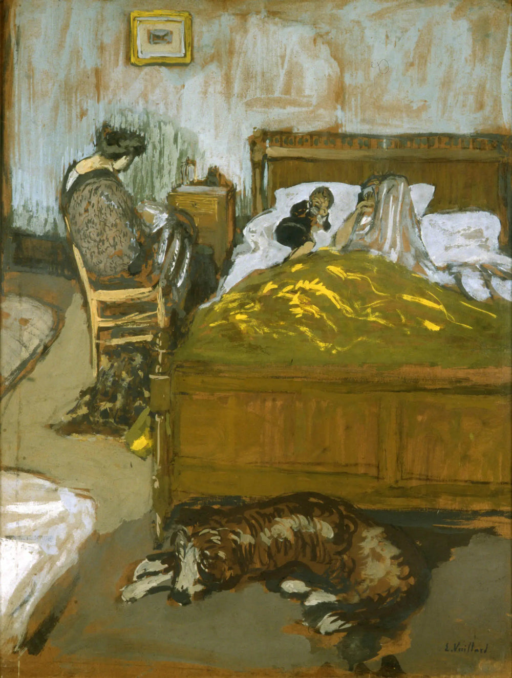 Le couvre-pieds jaune - Édouard Vuillard image 1 reproduction réalisée par Alpha Reproduction