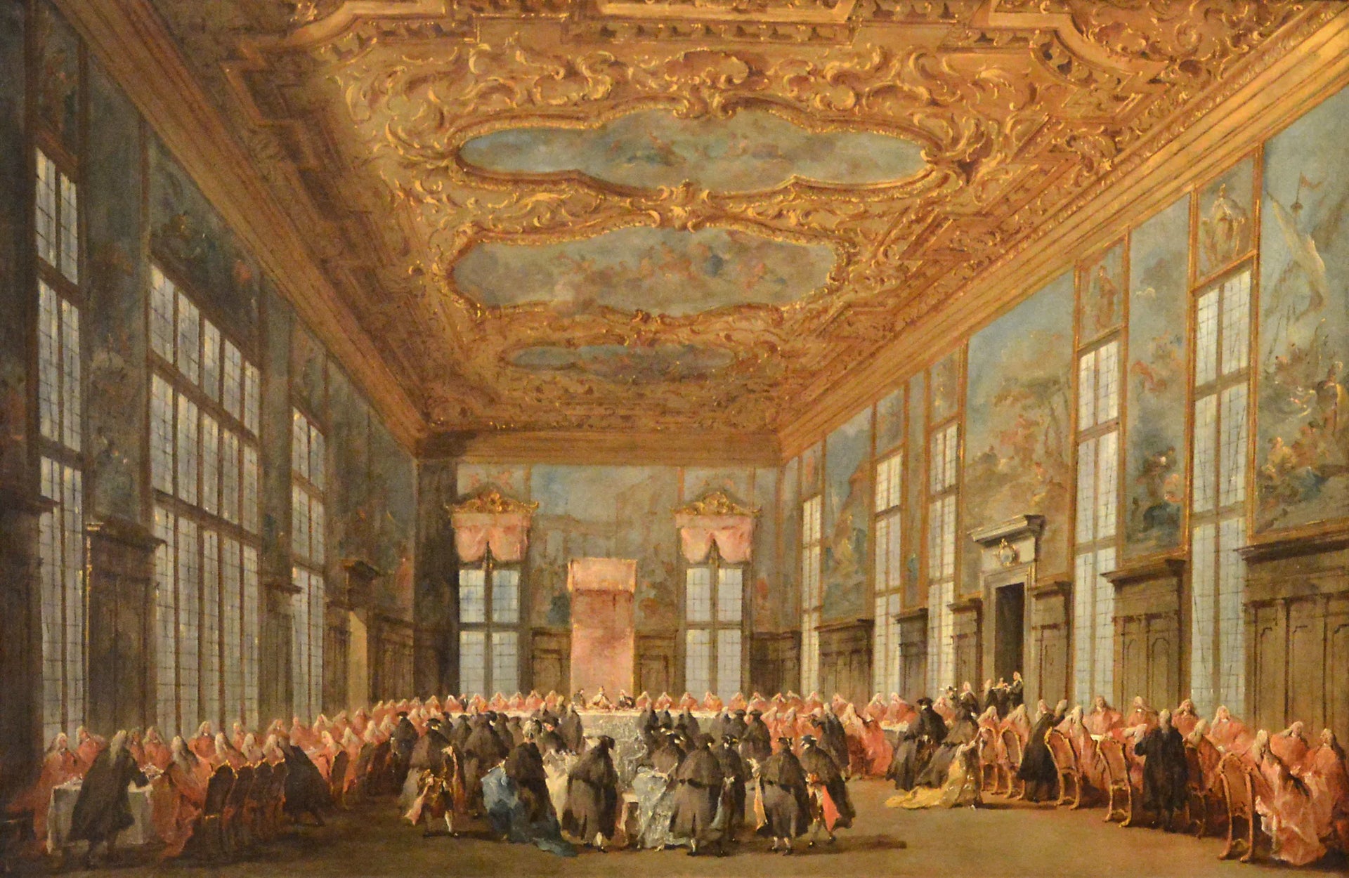 Le doge de Venise offre à déjeuner aux ambassadeurs - Francesco Guardi image 1 copie peinte à la main à l’huile