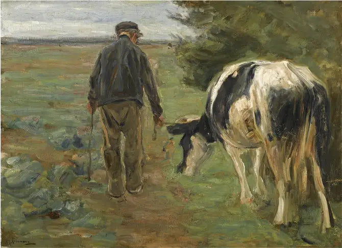 LE FERMIER ET LA VACHE - Max Liebermann - Alpha Reproduction