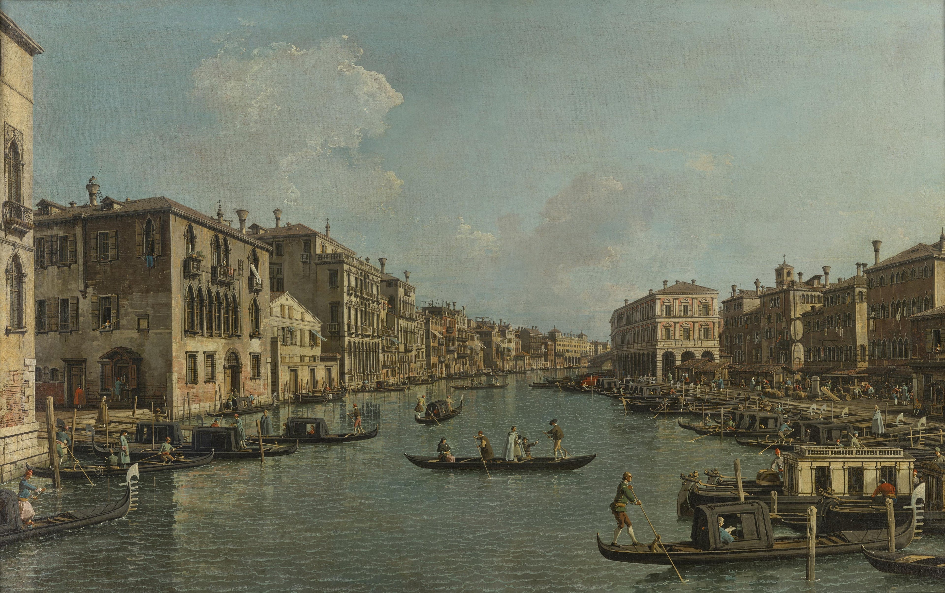 Le Grand Canal vu au sud-ouest vers le pont du Rialto - Canaletto - Alpha Reproduction