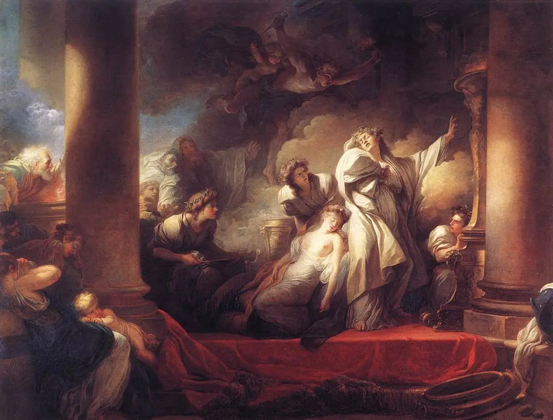 Le grand prêtre Corésus se sacrifie pour sauver Callirhoé - Jean-Honoré Fragonard image 1 copie de tableau peinte à la main
