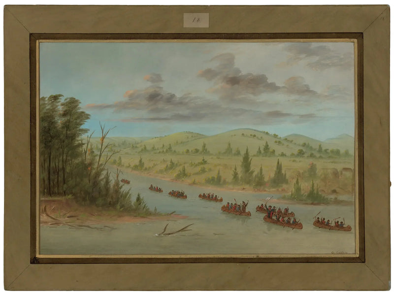 Группа Ла Саль, входящая в Миссисипи на каноэ. 6 февраля 1682 года - Джордж Катлин