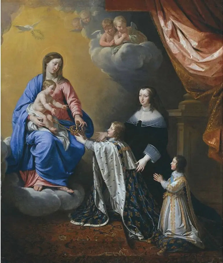 Le jeune Louis XIV offre sa couronne à la Vierge et l’enfant - Philippe de Champaigne - Alpha Reproduction
