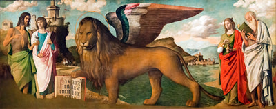 Le Lion de Saint Marc entre les saints Jean-Baptiste Marc Marie-Madeleine et Jérôme - Cima da Conegliano - Alpha