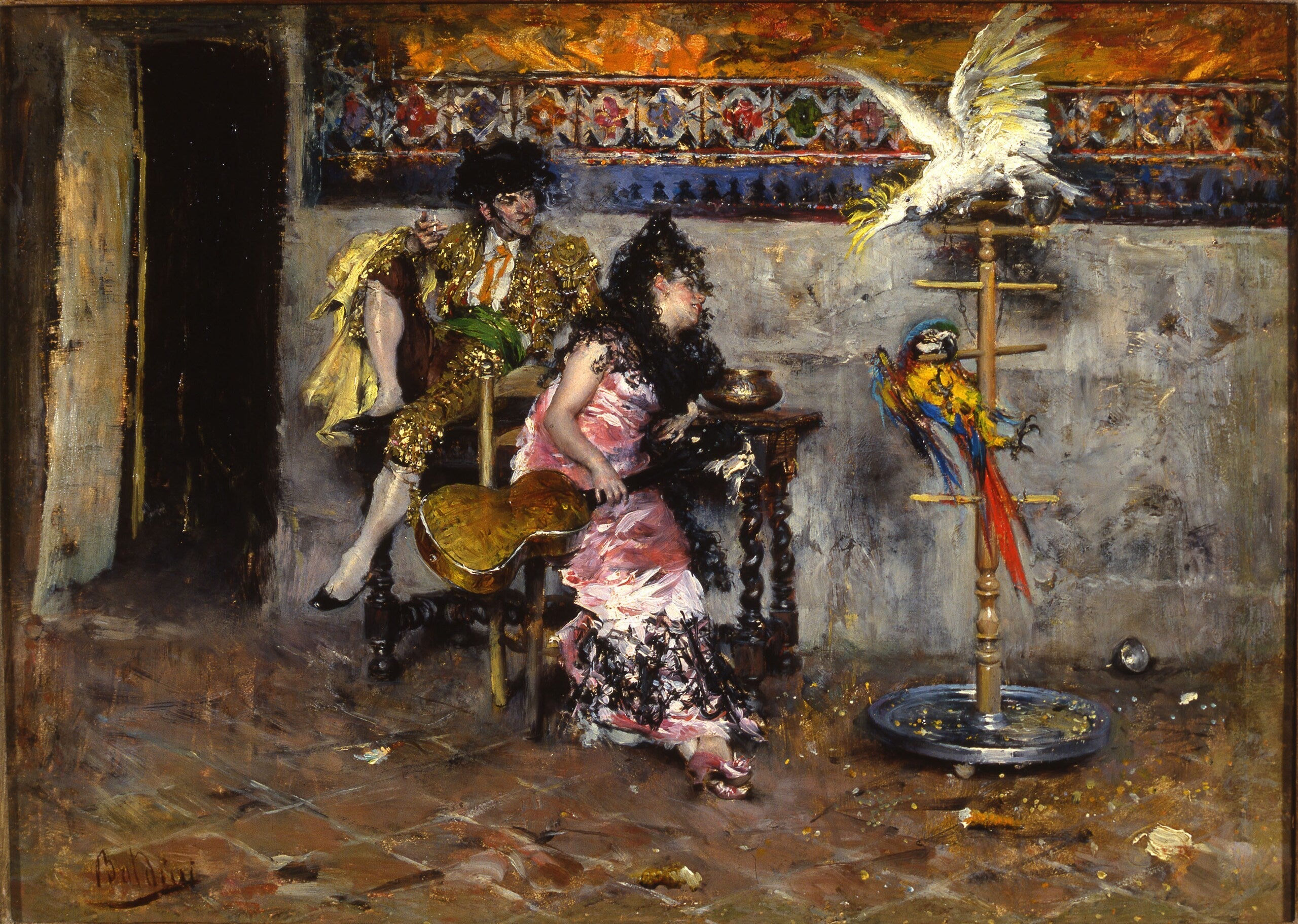Le Matador ou Couple en costume espagnol avec deux perroquets - Giovanni Boldini - Alpha Reproduction