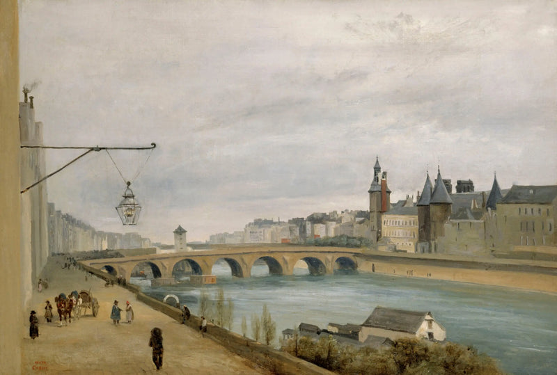 Мост на смену, вид с набережной Жевр (1830) - Жан-Батист Камиль Корот