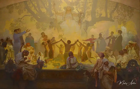 Le serment d'Omladina sous le tilleul slave - Mucha - Reproductions de tableaux et peintures haut de gamme