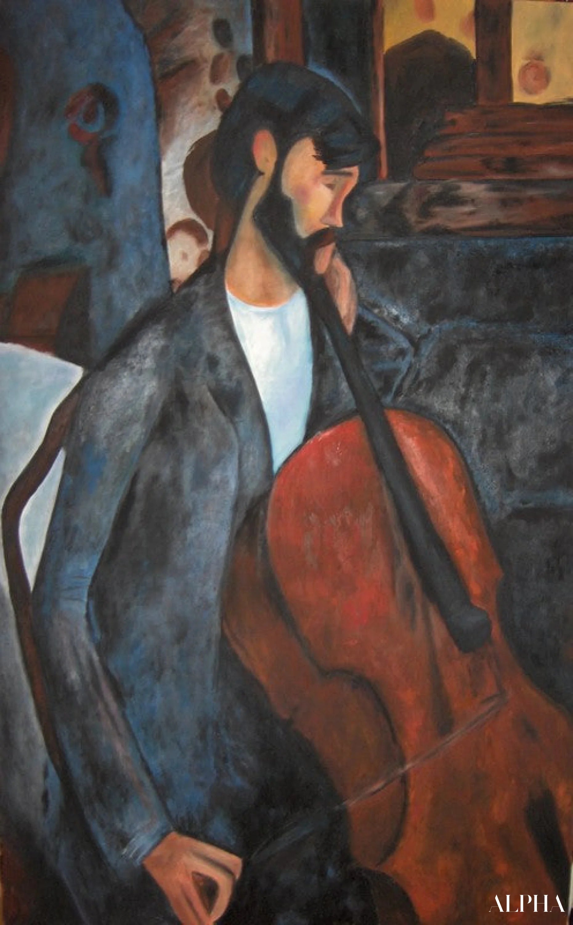 Le violoncelliste - Amedeo Modigliani - Reproductions de tableaux et peintures haut de gamme