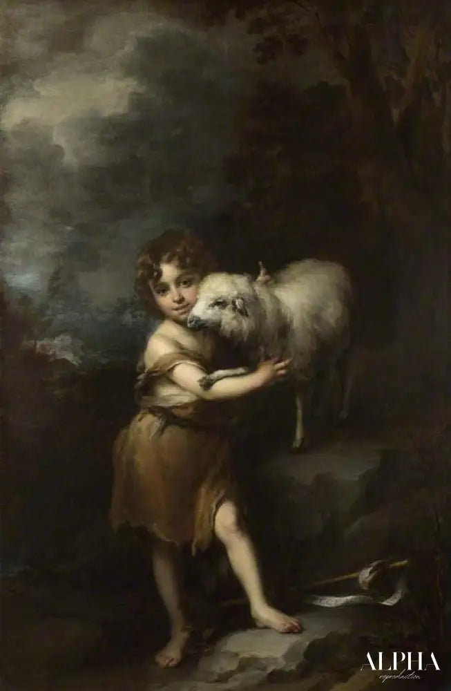 L'enfant Saint Jean avec l'agneau - Bartolomé Esteban Murillo - Reproductions de tableaux et peintures haut de gamme