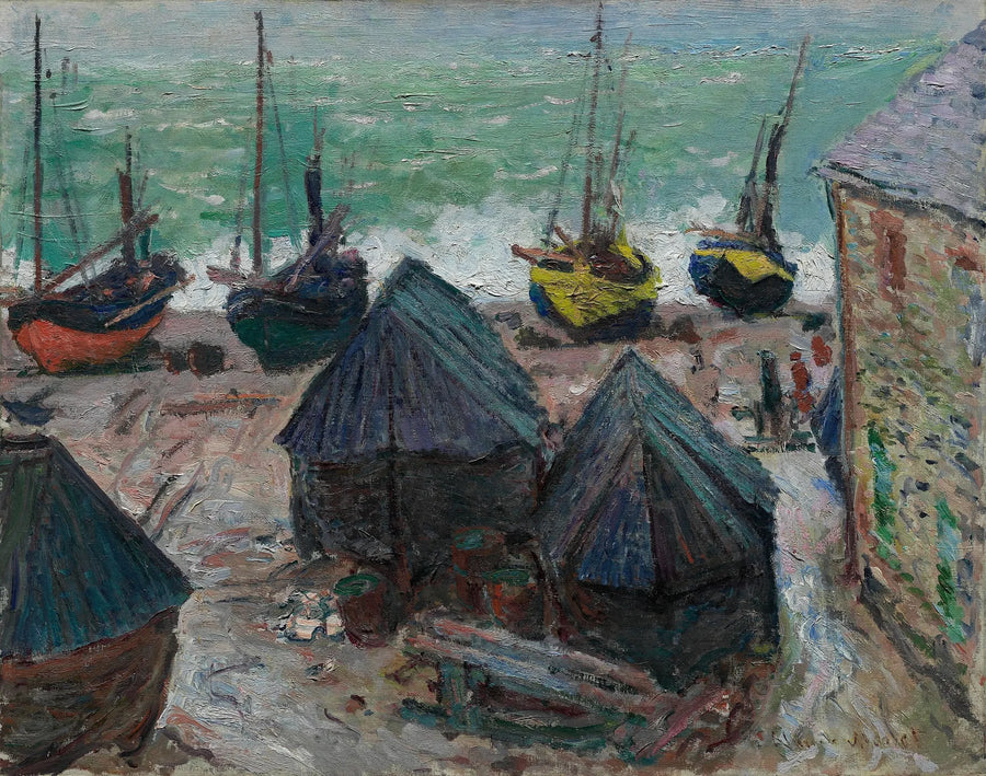 Корабли на пляже в Этрета - Клод Моне