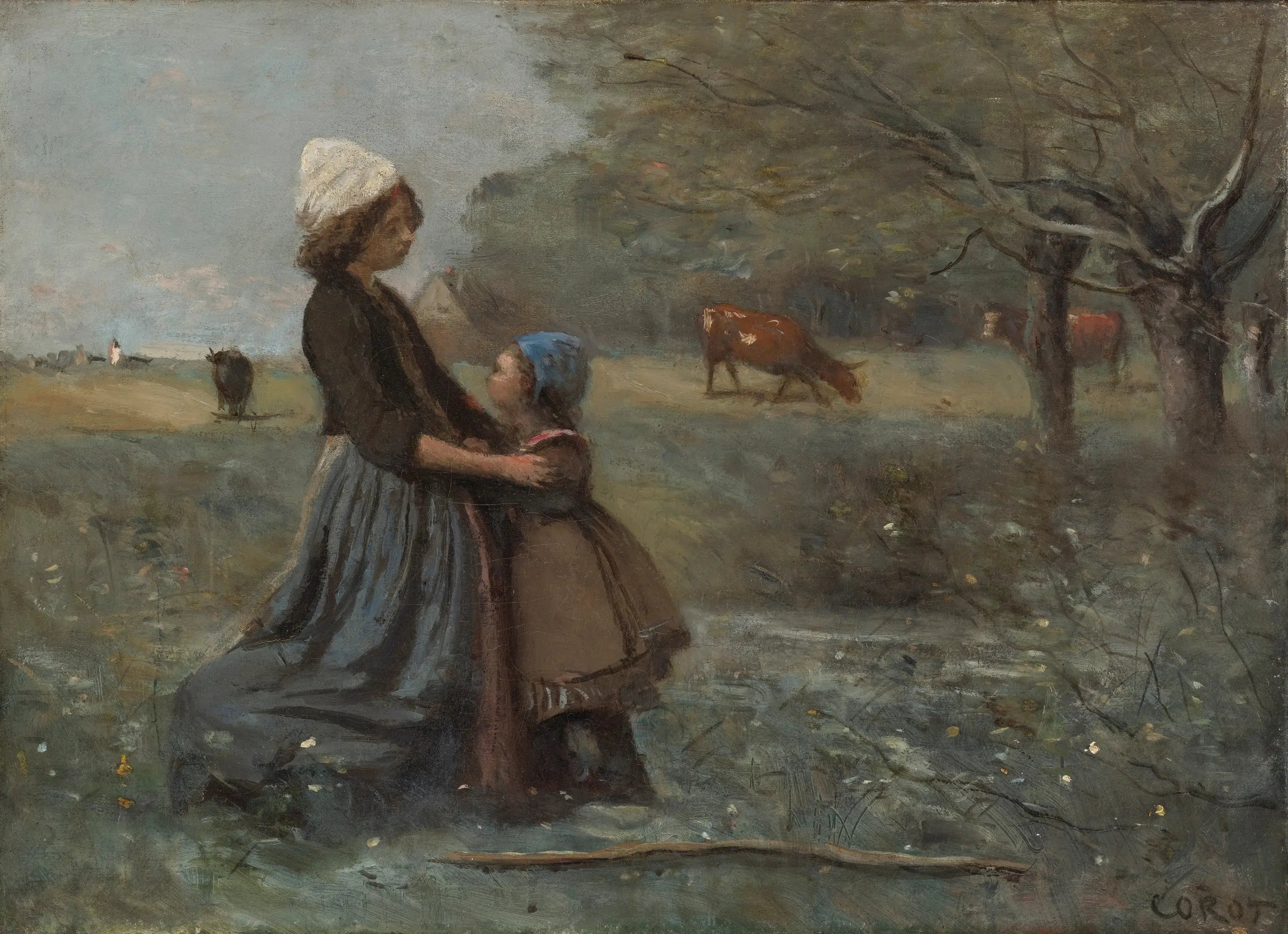 Les Deux Sœurs dans la prairie - Jean-Baptiste Camille Corot - Alpha Reproduction