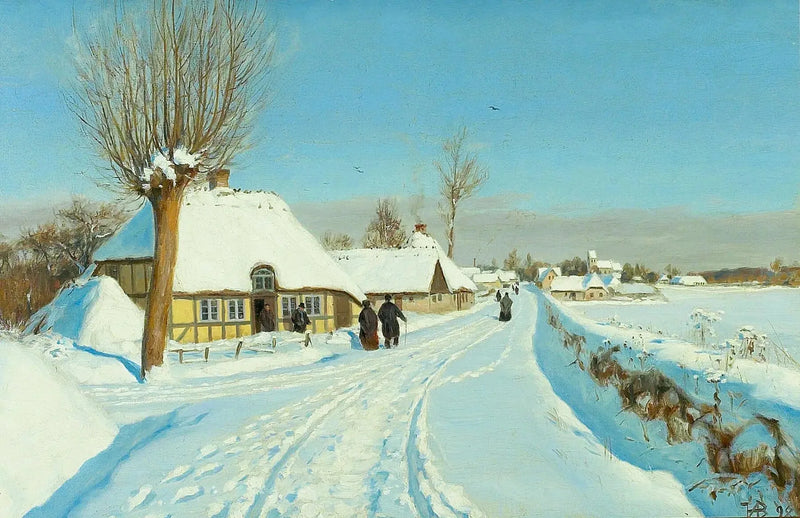 Верующие идут в церковь в рождественское утро. - H. A. Brendekilde