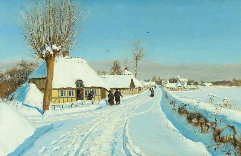 Верующие идут в церковь в рождественское утро. - H. A. Brendekilde