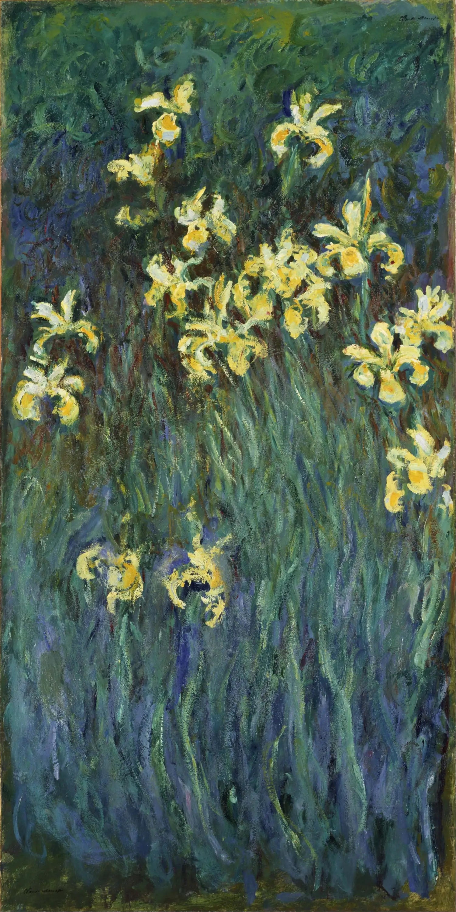 Reproduction du tableau « Les iris jaunes - Claude Monet » par Alpha Reproduction en peinture à l’huile