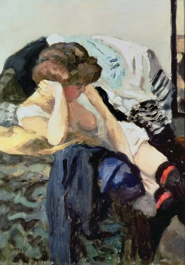 Reproduction du tableau « Les jarretières rouges - Pierre Bonnard » par Alpha Reproduction en peinture à l’huile
