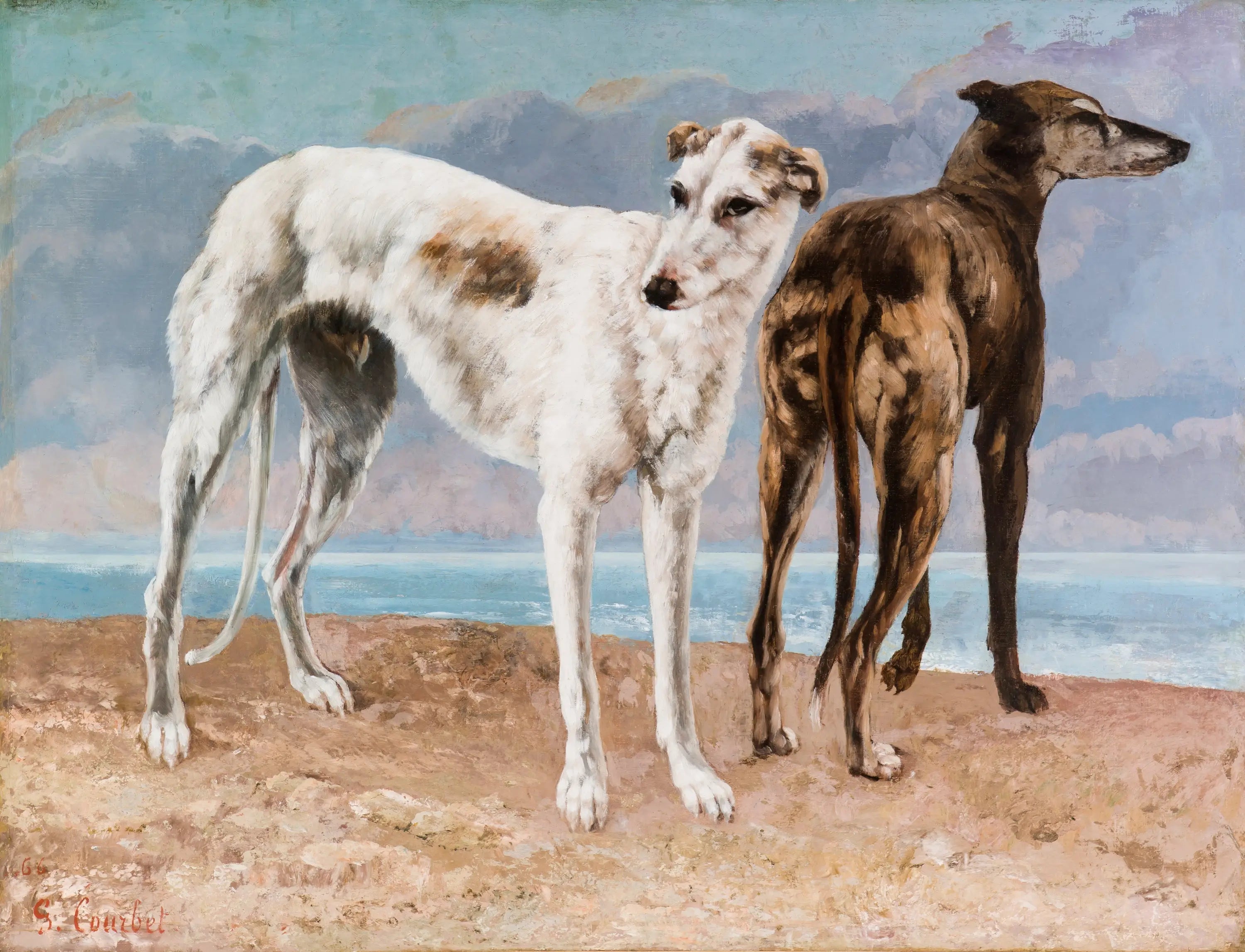 Les Lévriers du comte de Choiseul - Gustave Courbet image 1 reproduction de peinture à l’huile