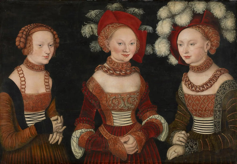 Принцессы Сибилла (1515-1592), Эмилия (1516-1591) и Сидония (1518-1575) Саксонские — Лукас Кранах Старший
