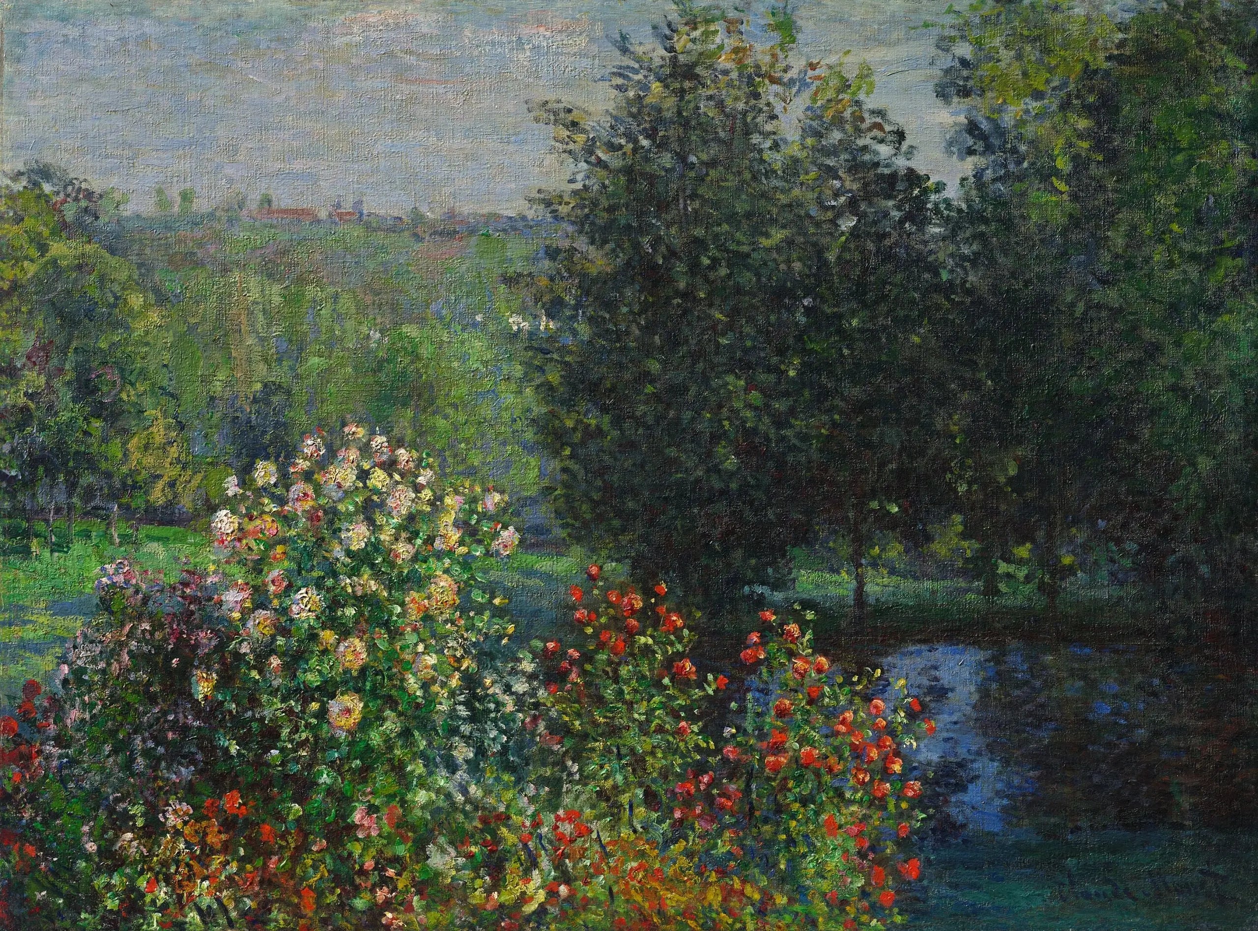Reproduction du tableau « Les rosiers dans le jardin de Montgeron - Claude Monet » par Alpha Reproduction en peinture à l’huile