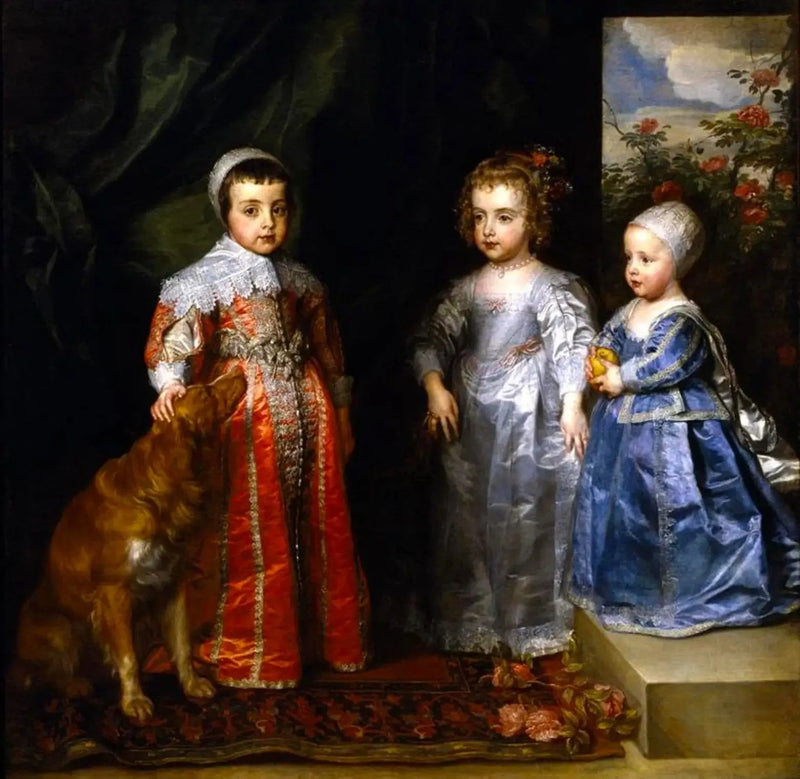 Три старших ребенка Карла I Стюарта (1600-1649) и Генриетты Марии Бурбон (1609-1669), Карл (1630-1685), Мария (1631-1666) и Жак (1633-1685) - Антуан ван Дейк
