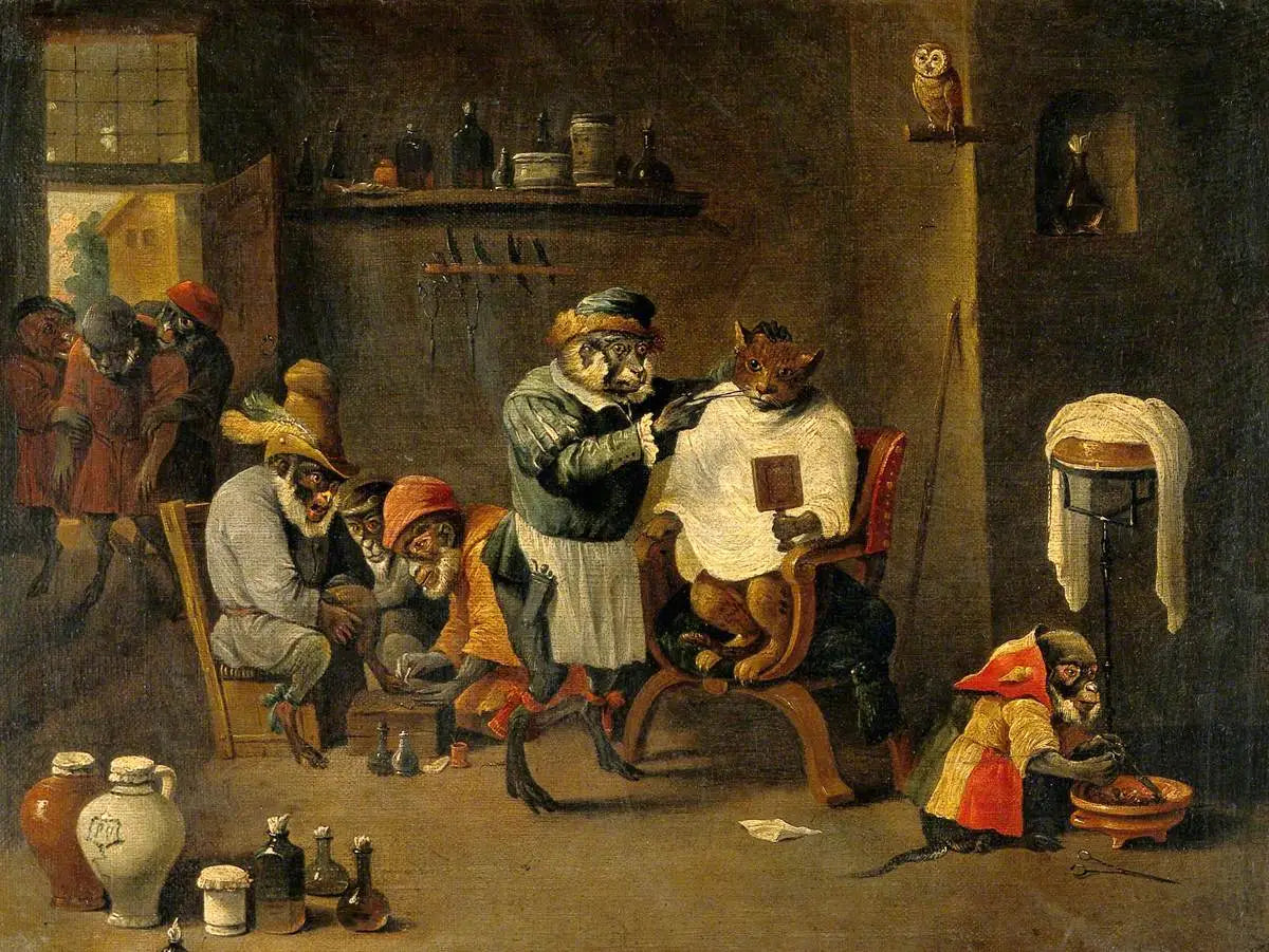 L’établissement d’un barbier-chirurgien singe - David Teniers le Jeune - Alpha Reproduction